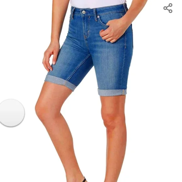 Calvin Klein Jeans Cuff Roll Denim Bermuda Shorts - Picture 2 of 9